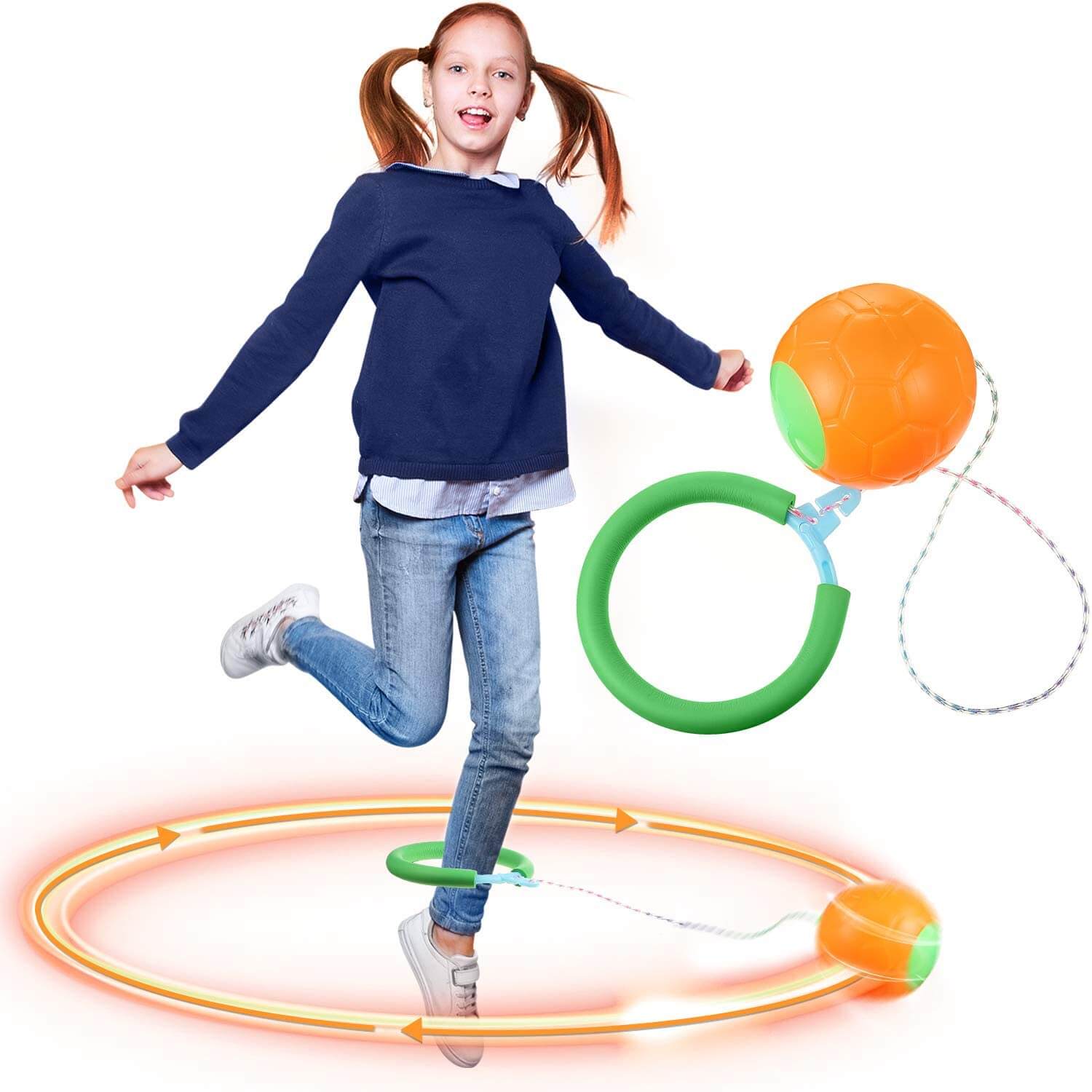Skip It Ball, Heilwiy Foldable Skip It Ankle Skipit Toy With